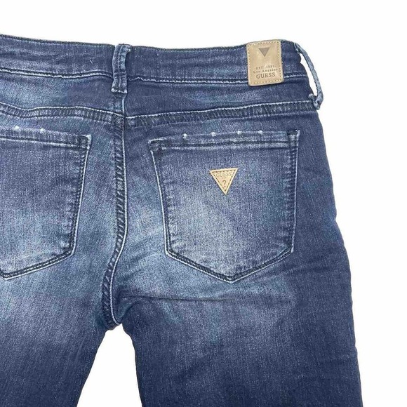 Guess Jeans Womens 26 Blue Denim Power Skinny Low Patched Ripped Jegging Ladies - Picture 7 of 9